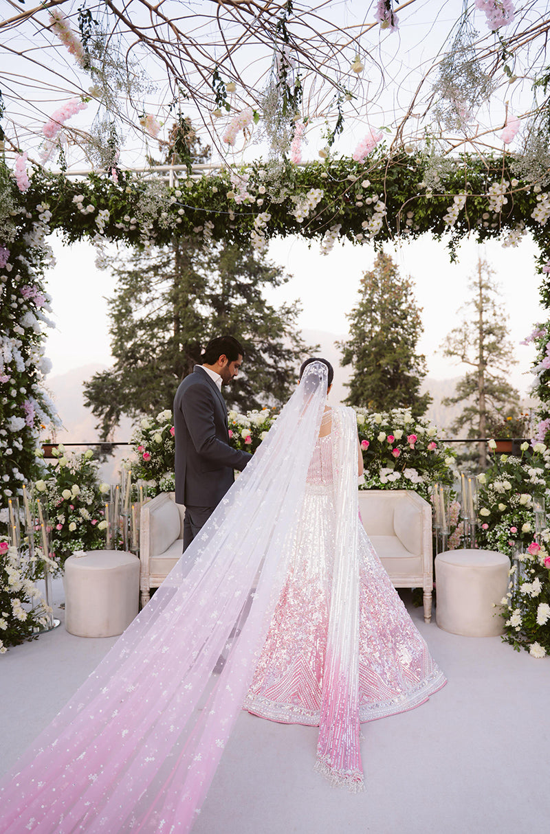 Bride: Emaan in our Pink Ombré Embroidered Lehenga Set