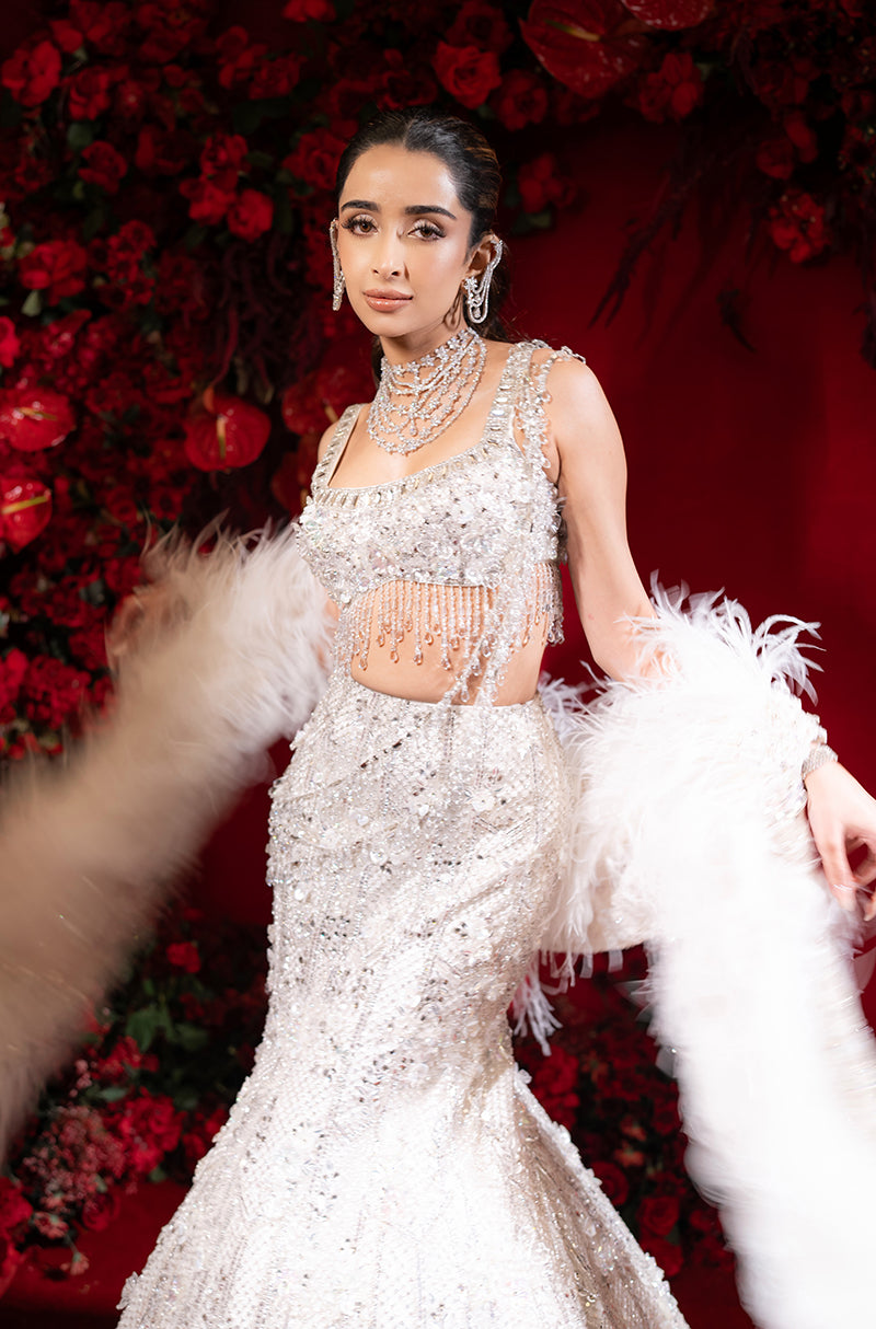 Bride: Ahana Raheja & Groom: Yash Patel in our Ivory & Ebony Ensemble