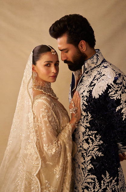 Alia Bhatt in our Ivory Georgette Saree Set