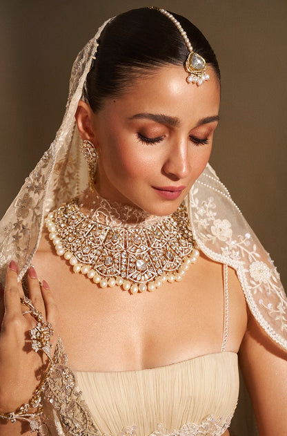 Alia Bhatt in our Ivory Georgette Saree Set