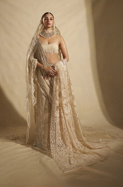 Alia Bhatt in our Ivory Georgette Saree Set