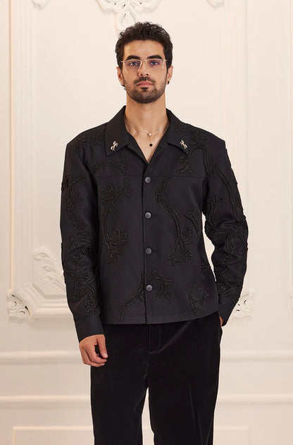 Black On Black Embroidered Jacket
