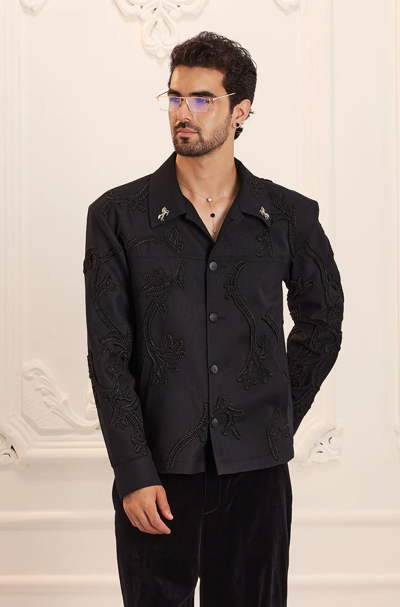 Black On Black Embroidered Jacket