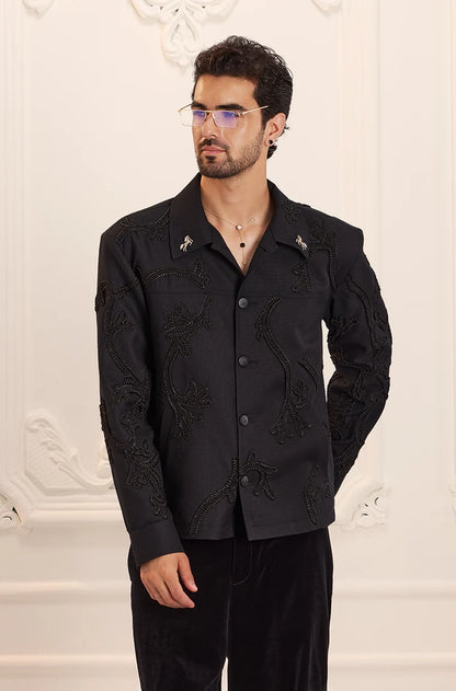Black On Black Embroidered Jacket