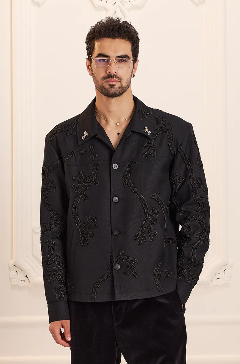 Black On Black Embroidered Jacket