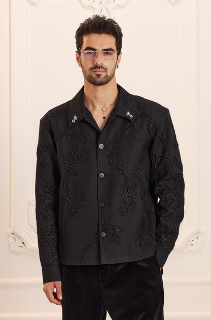 Black On Black Embroidered Jacket