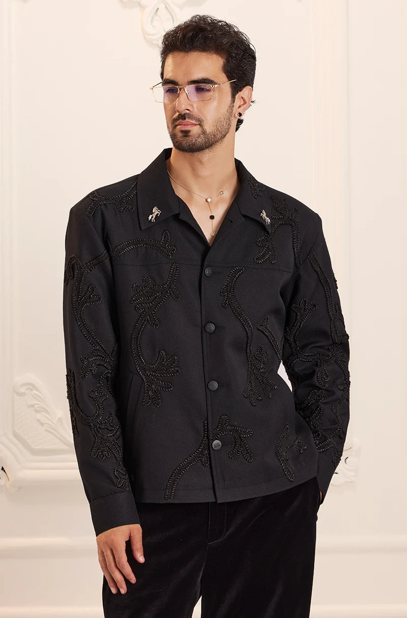 Black On Black Embroidered Jacket