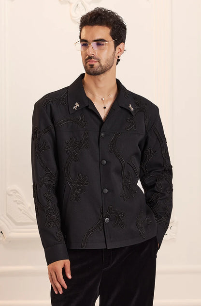 Black On Black Embroidered Jacket