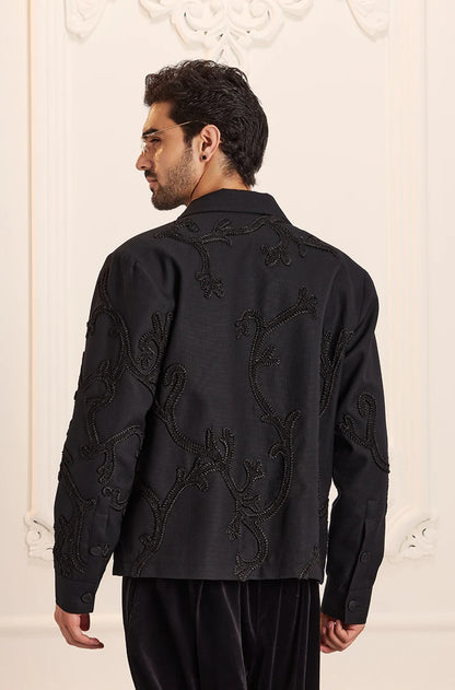 Black On Black Embroidered Jacket