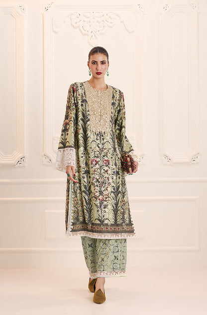 Mint Green Straight-Cut Printed Kurta Set