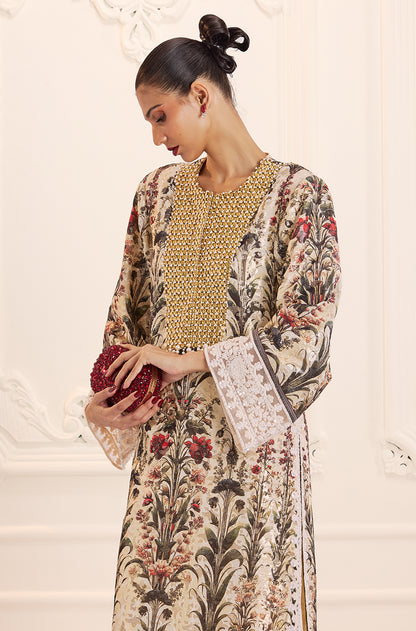 Ivory Gold Straight-Cut Printed Kurta Set