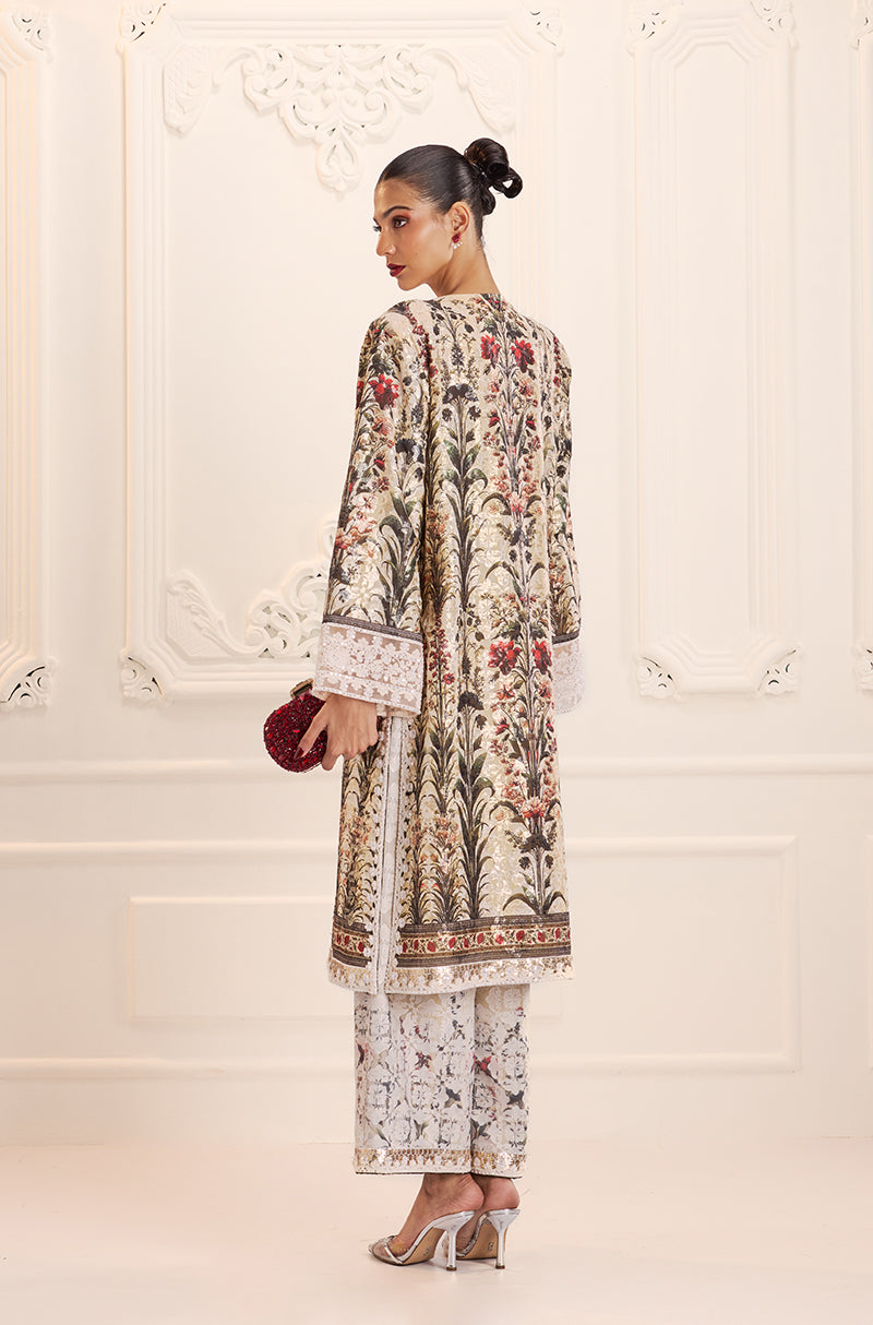 Ivory Gold Straight-Cut Printed Kurta Set