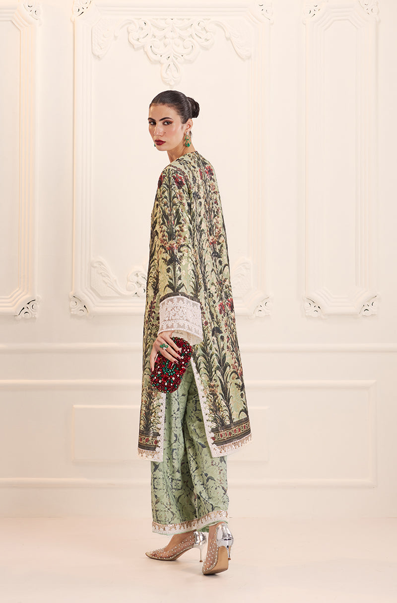Mint Green Straight-Cut Printed Kurta Set