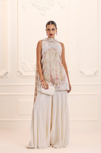 Ivory Rose Organza Overlay Printed Kurta Set
