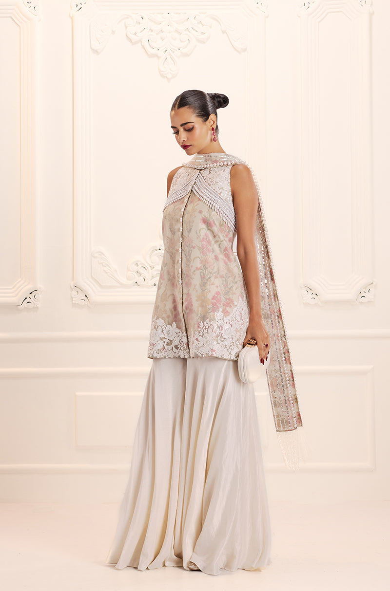 Ivory Rose Organza Overlay Printed Kurta Set