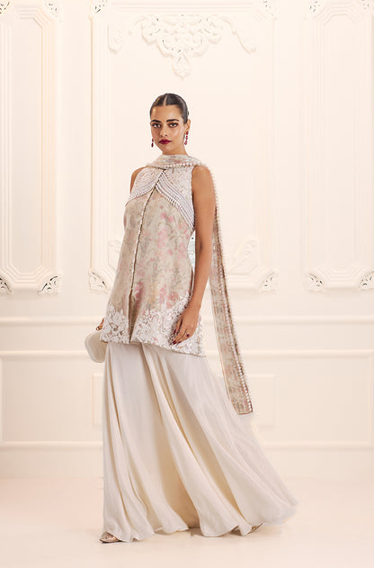 Ivory Rose Organza Overlay Printed Kurta Set