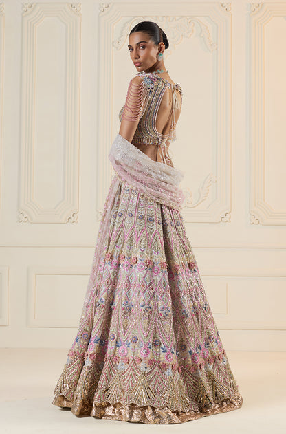 Multicolor 3D Floral Embroidered Lehenga Set