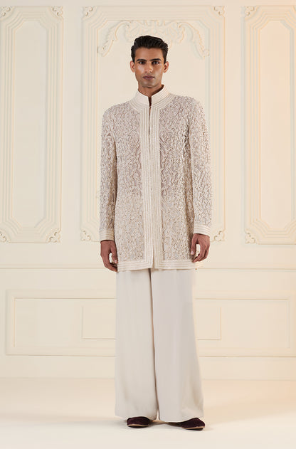Ivory Embroidered Front Open Kurta Set