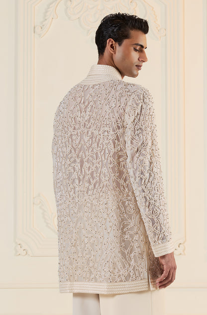 Ivory Embroidered Front Open Kurta Set