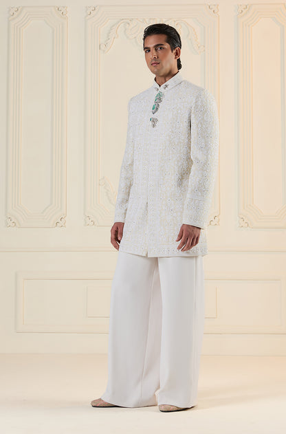 Beige with Ivory Dori Embroidered Sherwani Set