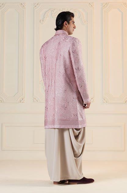 Pink Threadwork Embroidered Sherwani Set