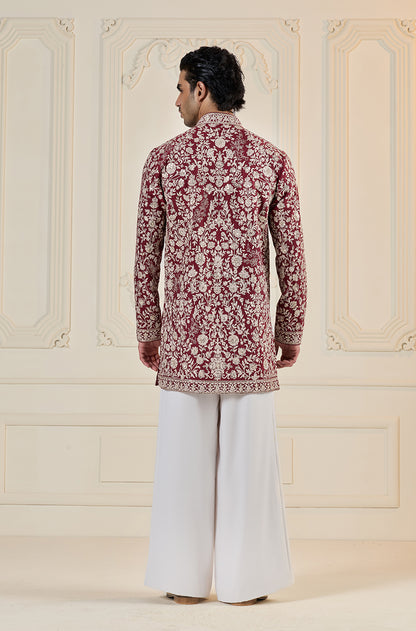 Deep Red Dori Embroidered Kurta Set