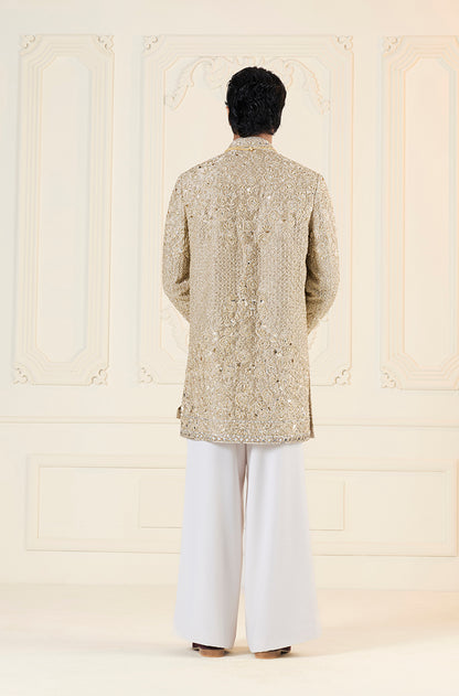 Gold Embroidered Short Sherwani Set