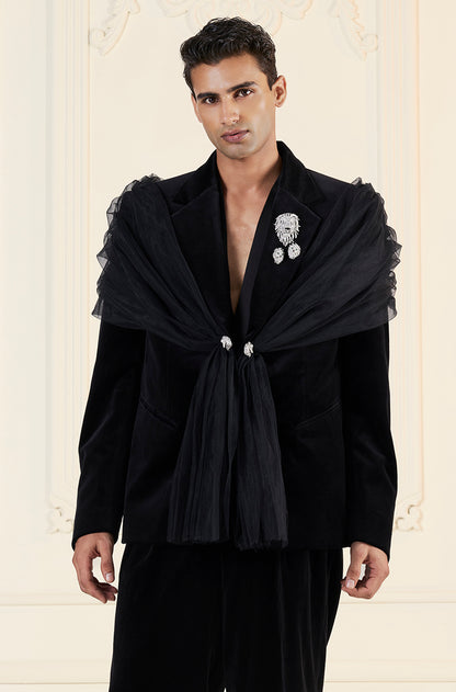 Black Velvet Jacket Set