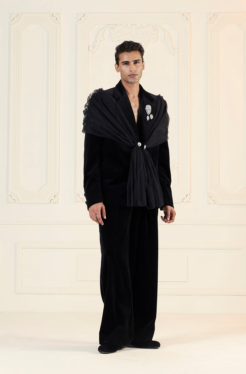 Black Velvet Jacket Set