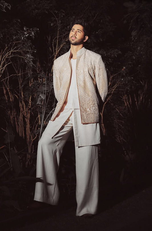 Vihaan Samat in our Ivory Embroidered Bandhgala Set