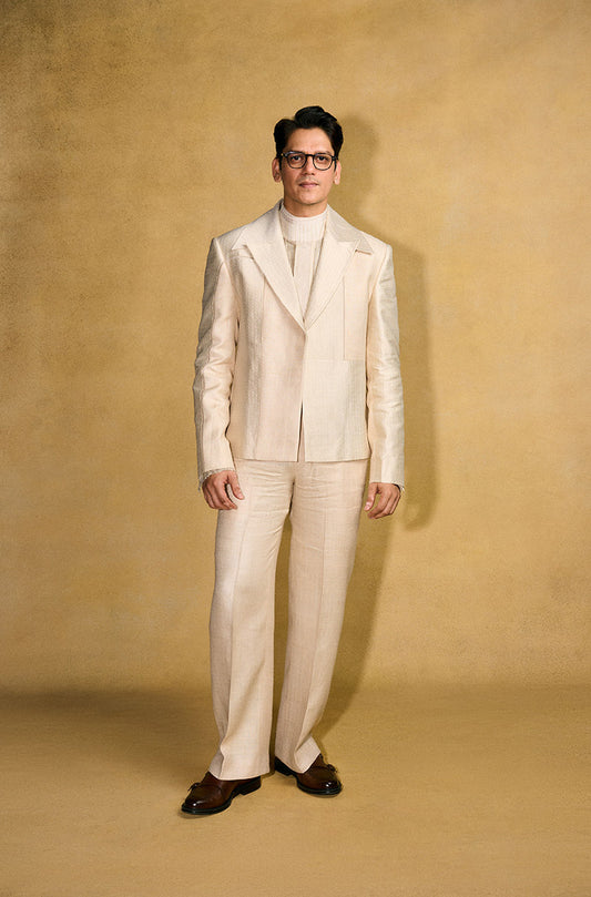 Vijay Varma in our Beige Brocade Short Jacket Set