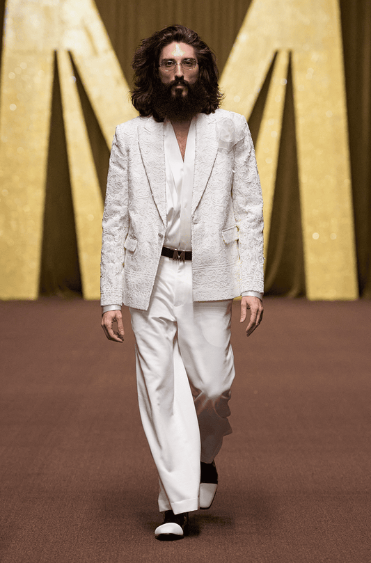 Ivory Lazer Cut Blazer Set