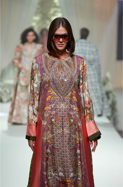 Multicoloured Printed Kaftan