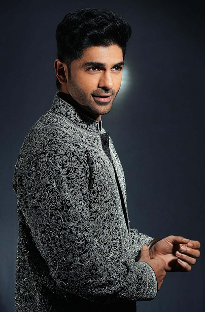 Taha Shah in our Black with Silver Dori Embroidered Kurta Set