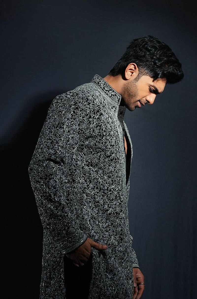 Taha Shah in our Black with Silver Dori Embroidered Kurta Set