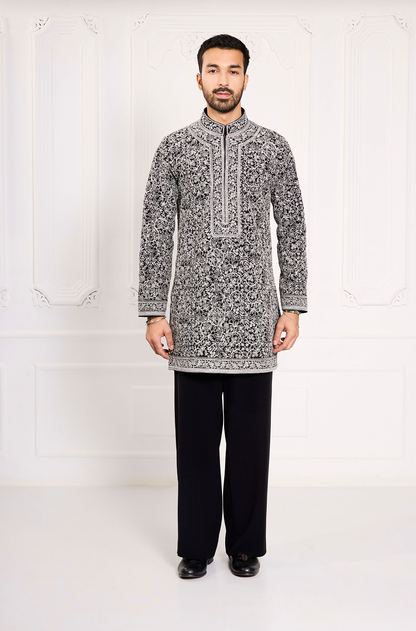 Black Dori Thread All Over Embroidered Kurta Set