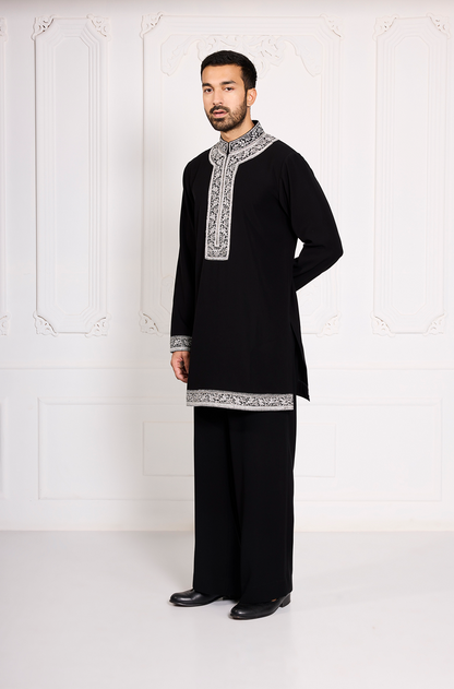 Black with Silver Dori Embroidered Kurta Set