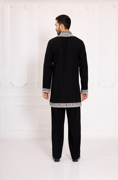 Black with Silver Dori Embroidered Kurta Set