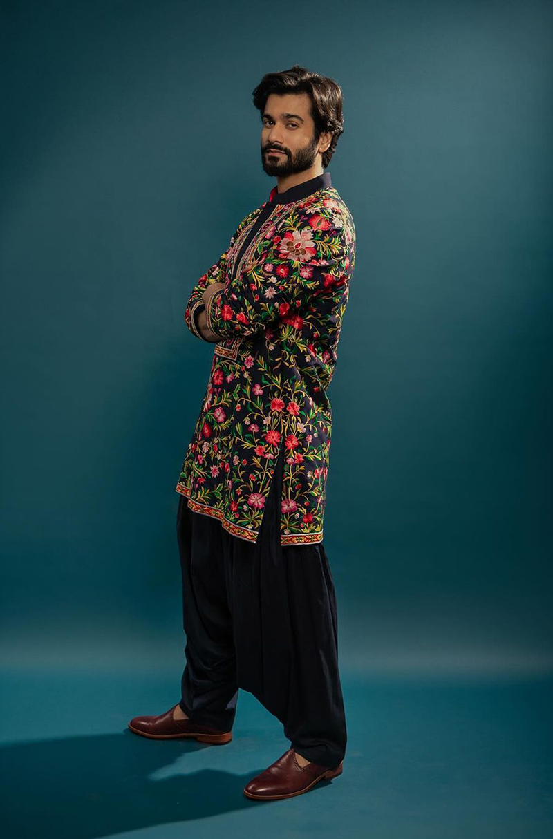 Sunny Kaushal in our Navy Blue Embroidered Kurta Set