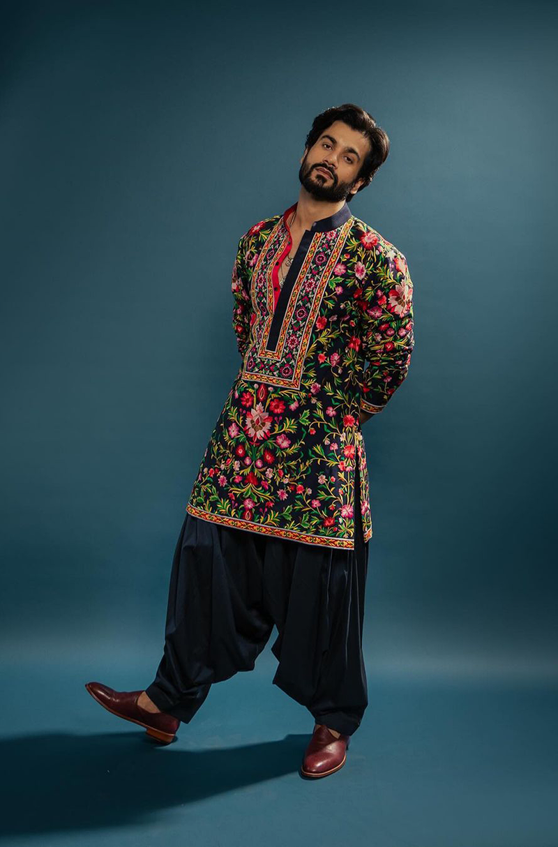 Sunny Kaushal in our Navy Blue Embroidered Kurta Set