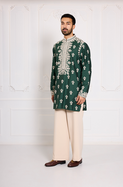 Emerald Green Dori Embroidered Kurta Set