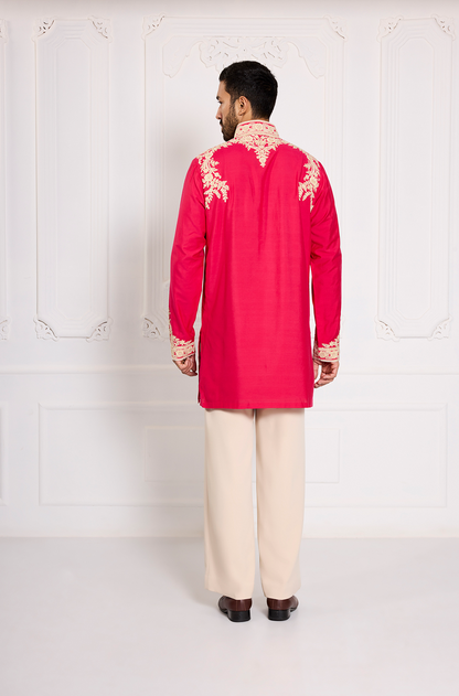 Red Dori Embroidered Kurta Set
