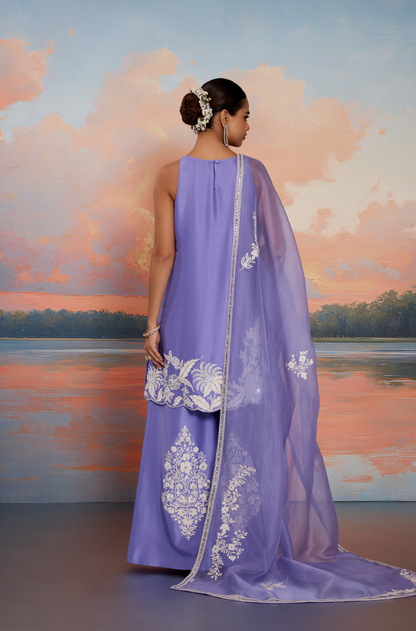 Lavender Dori & Pearl Embroidered Kurta Set