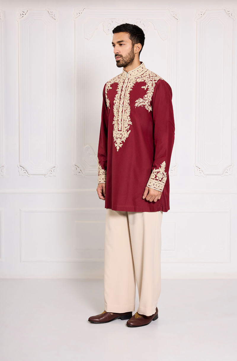 Maroon Dori & Sequin Embroidered Kurta Set