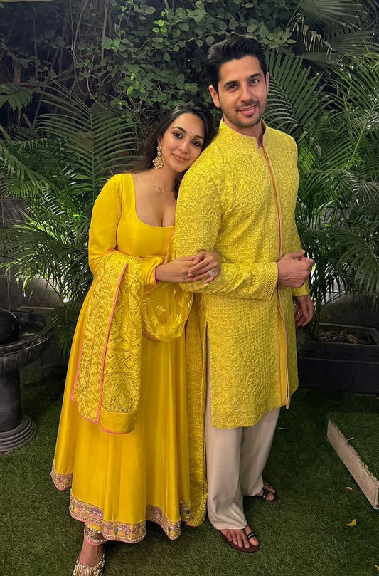 Sidharth Malhotra in our Sunshine Yellow Chikankari Kurta Set