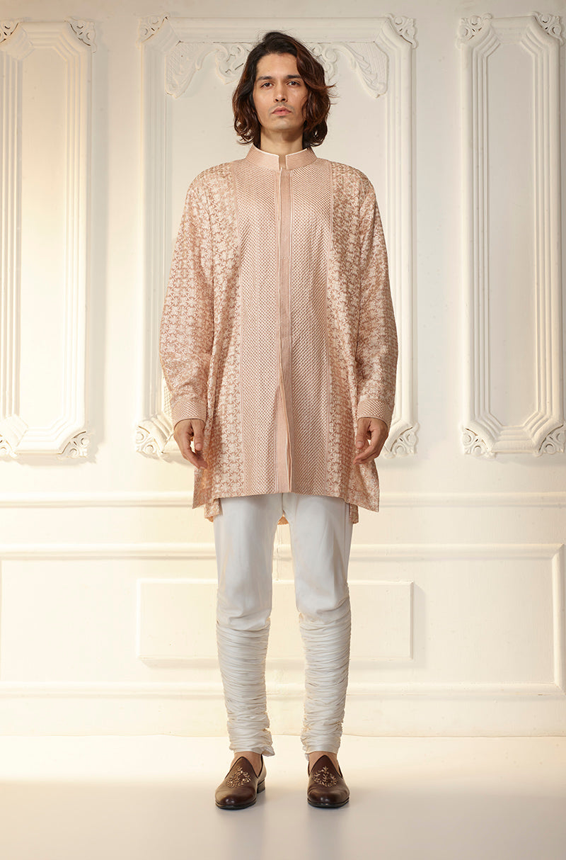 Latte Threadwork Embroidered Kurta Set