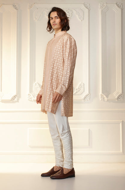 Latte Threadwork Embroidered Kurta Set