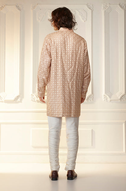 Latte Threadwork Embroidered Kurta Set