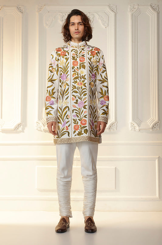 Ivory Multicolour Embroidered Kurta Set