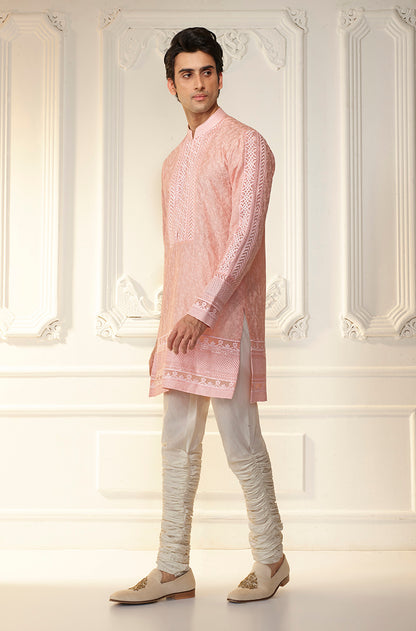 Coral Self Textured Kurta Set